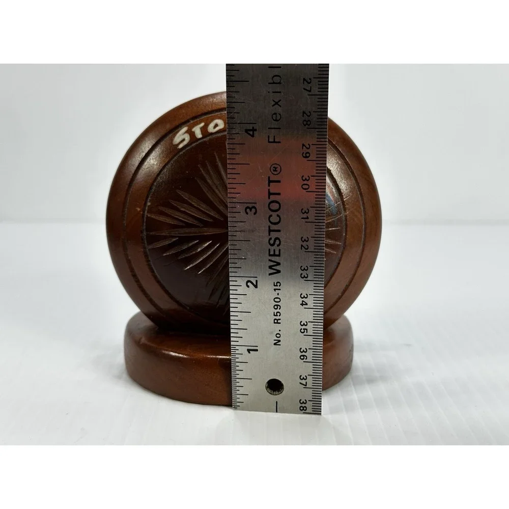 Vintage Souvenir Santo Domingo Dominican Republic Wood Napkin Letter Holder Desk